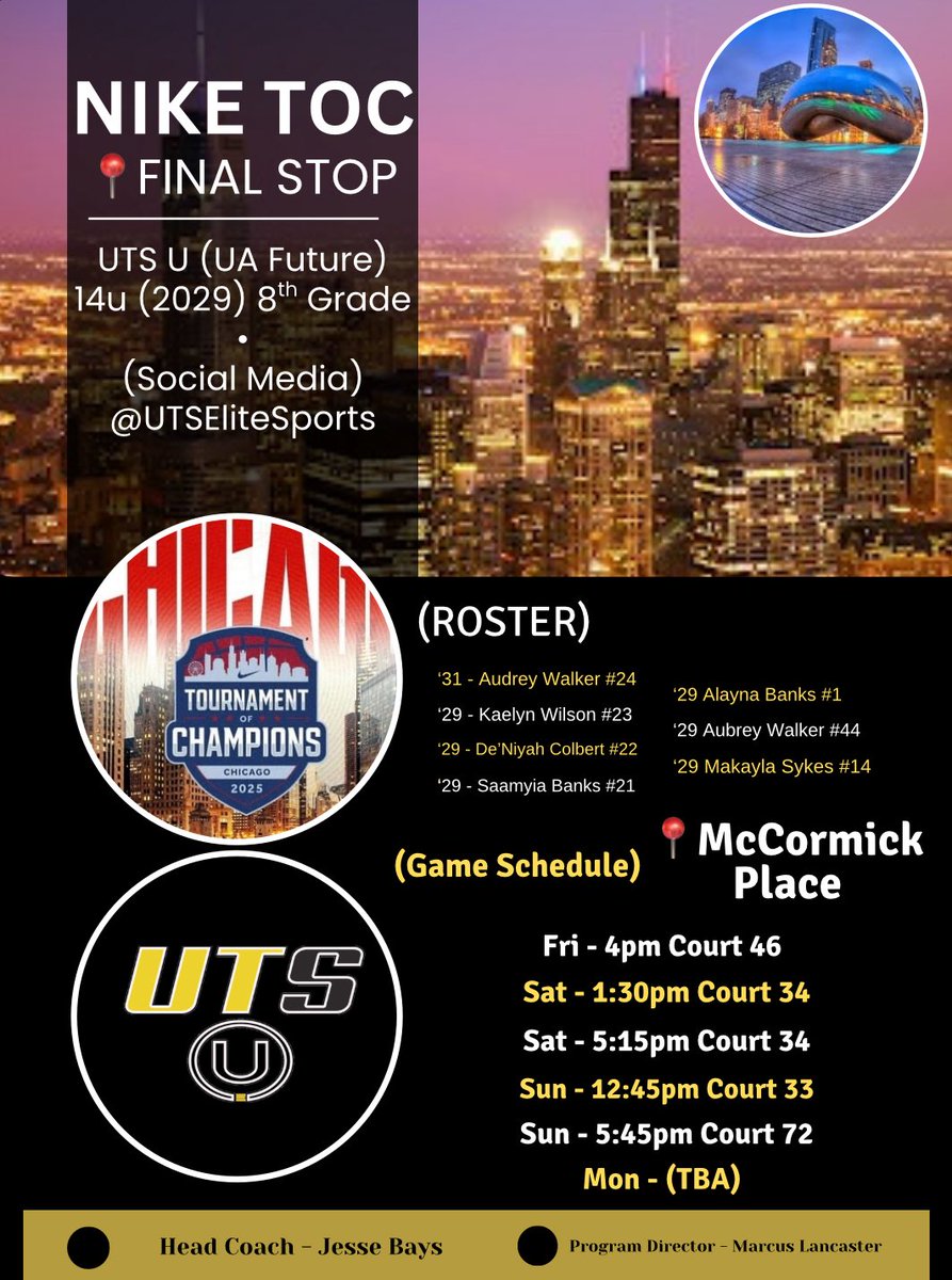 Audrey2031_WNBA's tweet photo. 📍Chicago, IL
(Last Stop) for the Summer ☀️
•
•
@niketoc - (Nike Nationals)
@UTSEliteSports (2029) ‼️
#NikeNationals #UTS2029 #EliteBasketball🔥
#LivePeriod #ThePlatform #Championships🏆 https://t.co/S6UxJ2JR12