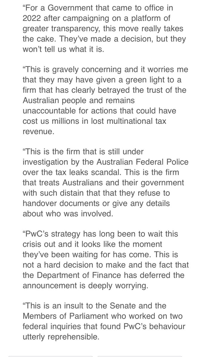 BarbaraPocock's tweet image. From the first sniff of the PwC crisis the word from within was ‘just wait it out’. Labor Govt needs the backbone to persist.
