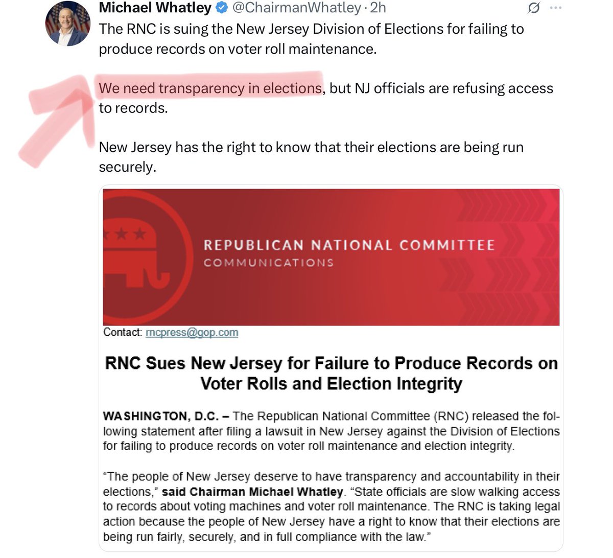 Shawn (@lavenlarose) on Twitter photo <a href="/ChairmanWhatley/">Michael Whatley</a>, give GA delegates an update on the Dispute Committee’s review of the RIGGED state GA GOP state convention. We’re angry & demand a free & fair election. Lead by example & make your boss proud.
President Trump hates the RIG.
RECALL & REDO IT.
<a href="/realtimsharp/">Tim Sharp 🍊 🍊 🇺🇸</a> <a href="/ChairmanWhatley/">Michael Whatley</a>, give GA delegates an update on the Dispute Committee’s review of the RIGGED state GA GOP state convention. We’re angry & demand a free & fair election. Lead by example & make your boss proud.
President Trump hates the RIG.
RECALL & REDO IT.
<a href="/realtimsharp/">Tim Sharp 🍊 🍊 🇺🇸</a>