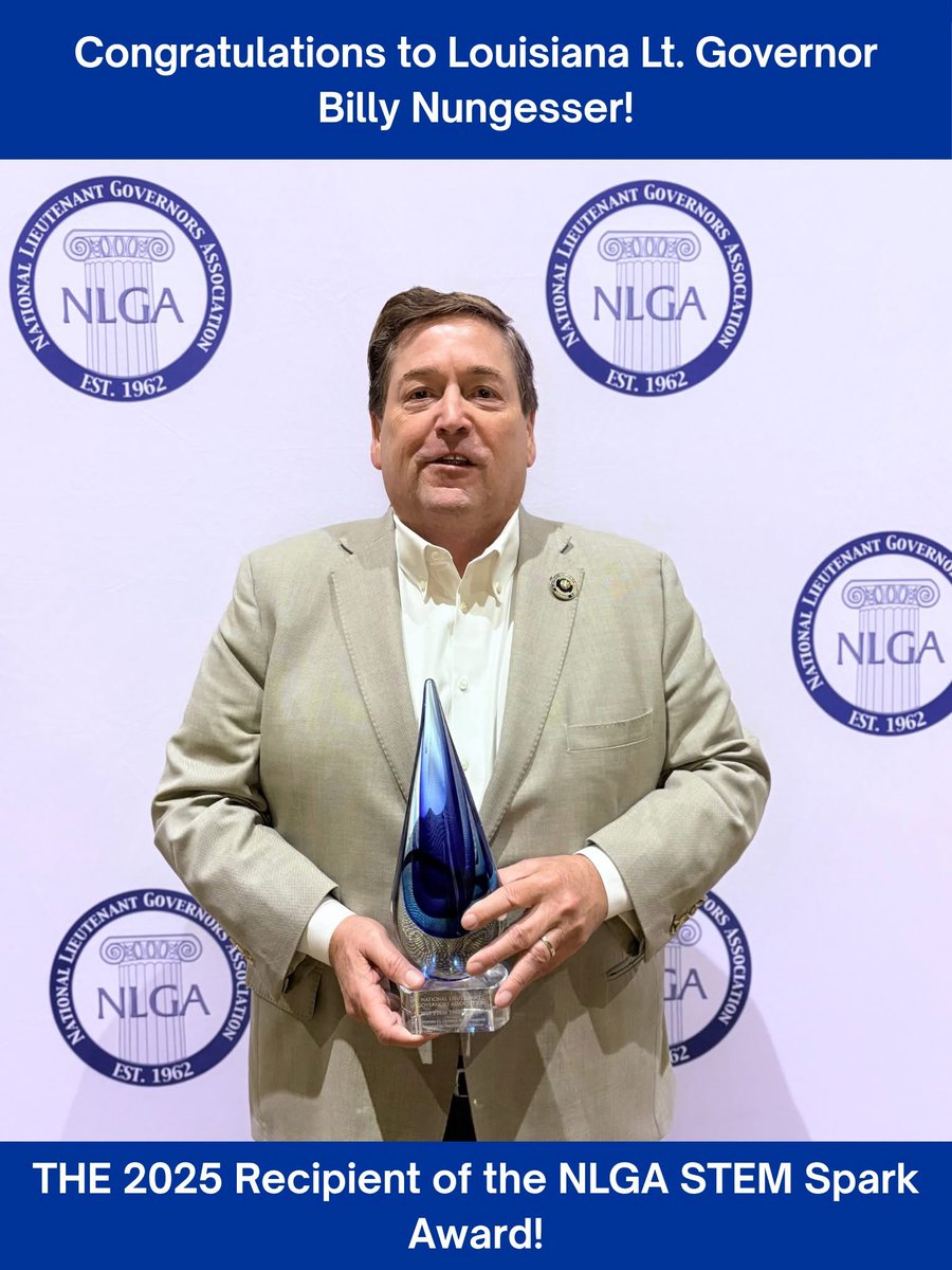 Congratulations to <a href="/BillyNungesser/">Lt. Governor Billy Nungesser</a> who has been a leader and mentor among his peer Lieutenant Governors on both sides of the aisle through the <a href="/NLGA/">National Lieutenant Governors Association (NLGA)</a>. Louisiana is lucky to have him.