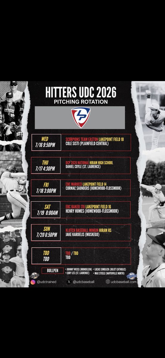 I am pitching Friday 7/18 at the PBR national championship at 3pm on lakepoint 14