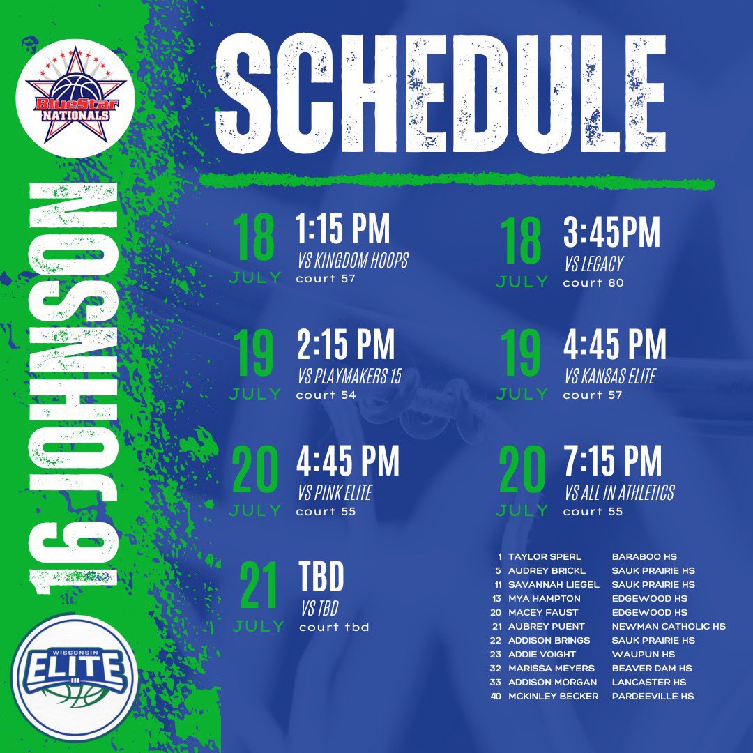 Looking forward to playing in Chicago this weekend! Let’s get it! <a href="/CoachHocking/">Adam Hocking</a> <a href="/Coach_JSmith17/">Justin Smith</a> <a href="/coach_johnson15/">Nicole Johnson</a> <a href="/coachbrase/">Brent Brase</a> <a href="/WinonaStateWBB/">Winona State WBB</a> <a href="/JrAllStarWI/">Wisconsin Jr. All-Star GBB</a>