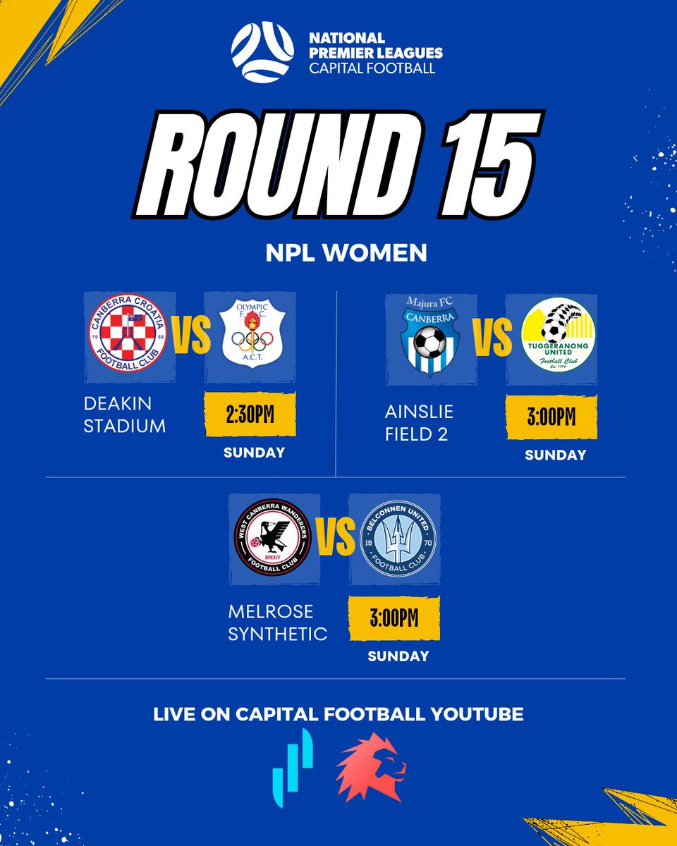 FIXTURES

Round 15 of the NPL Women's!

#GameOn #NPL25