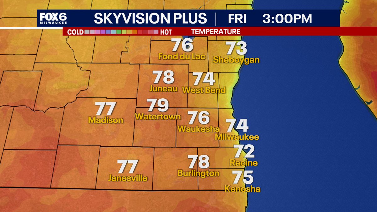 Tom_Wachs's tweet image. We have a warmer day on the way Friday with highs in the 70s, coolest of the air near the lake. Partly sunny skies are forecast. T-Storms are back in the forecast on Saturday. There is a chance in the morning and another chance for scattered storms in the afternoon, high of 80.