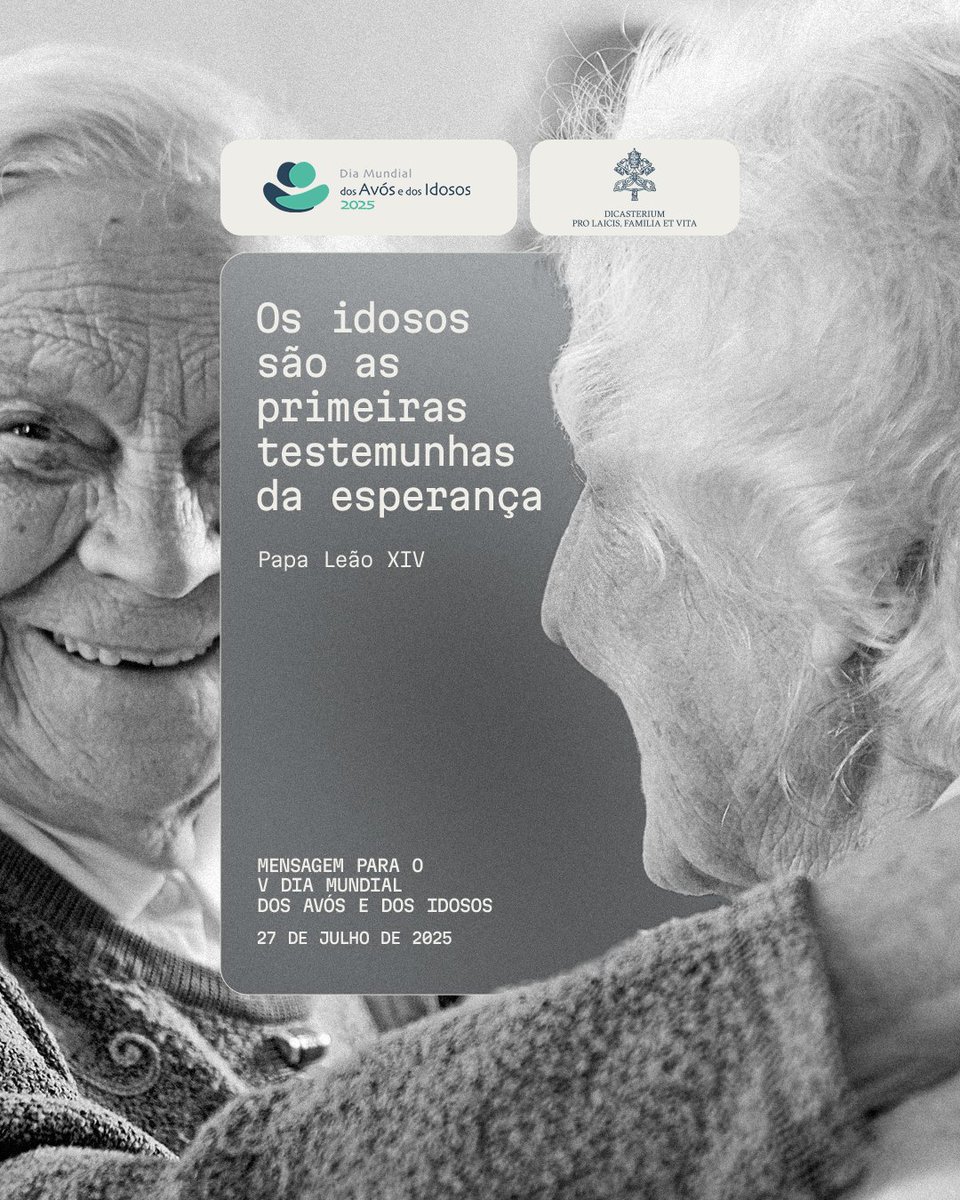 Na Mensagem deste ano, o Papa Leão XIV diz: “A velhice é um tempo de bênção e graça e que os idosos são as primeiras testemunhas da #esperança”.
#AvóseIdosos #27julho

Leia a mensagem: laityfamilylife.va/content/laityf…