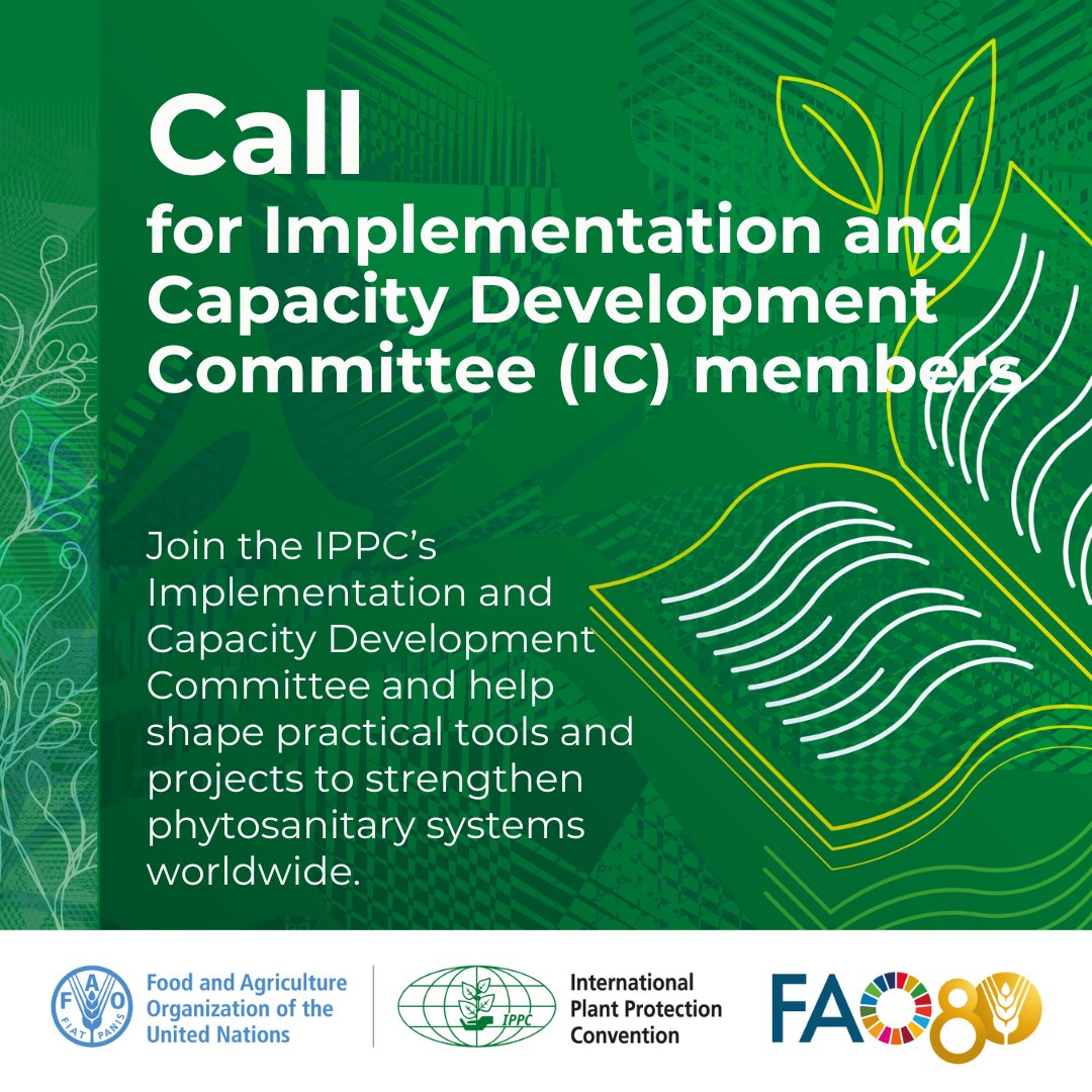 📌Ready to make a difference in global #planthealth implementation?

✅Join the Implementation and Capacity Development Committee and work alongside 🌍international experts to design impactful tools and projects to strengthen phytosanitary systems. 

 🗓️ Deadline for nominations: