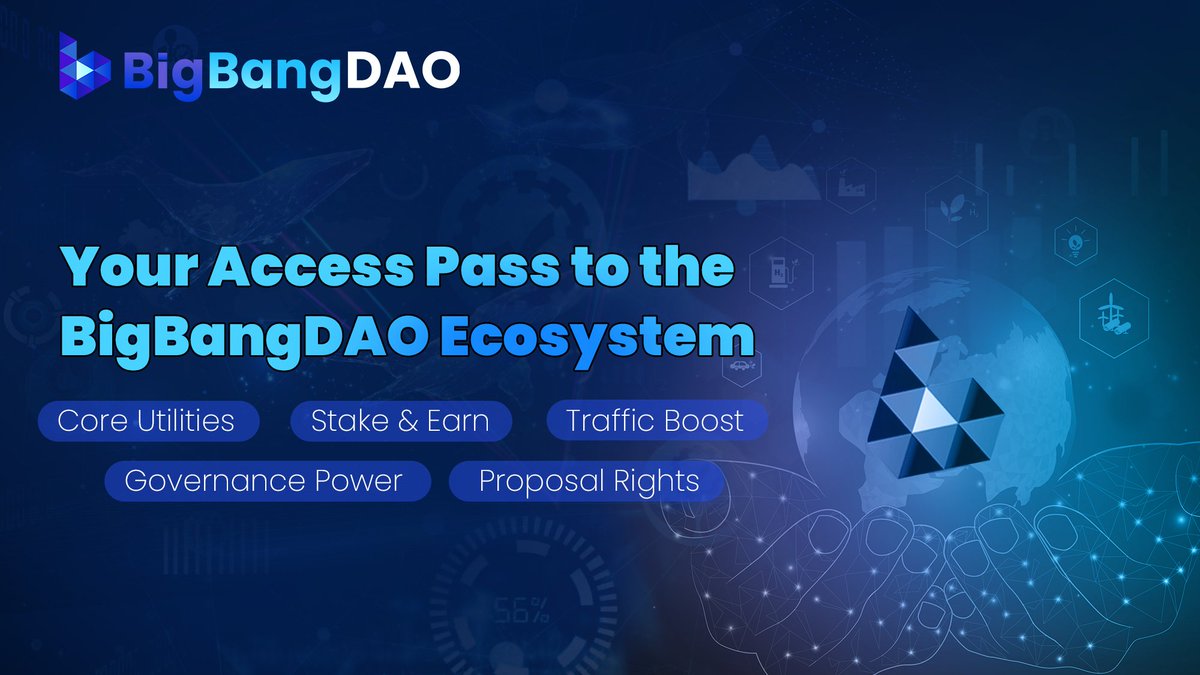 BigBang_DAO's tweet image. π Your gateway to the BigBangDAO universe is here!
Unlock:
π Core Utilities
π° Stake & Earn
π Traffic Boost
π³ Governance Power
π Proposal Rights
Dive into the future of decentralized collaboration β #BigBangDAO
#Web3 #DAO #StakeToEarn #Governance
