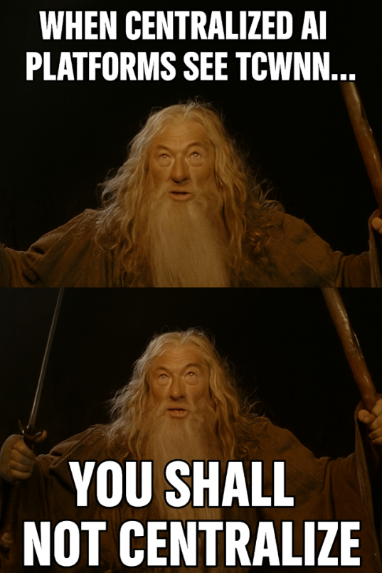 TcwnnNews's tweet photo. 🚨 When Centralized AI Platforms See TCWNN... "YOU SHALL NOT CENTRALIZE!" 🤣🧙‍♂️

In the world of AI, centralization has long been the norm—dominated by tech giants like @OpenAI and @Google, where your data is harvested, #algorithms are biased, #censorship looms, and access comes at a steep cost with single points of failure. Privacy breaches? Check. Sudden shutdowns due to policy whims? Check. High barriers for innovation? Double check.

Enter #decentralized AI: the game-changer that flips the script. By distributing computing power, data, and decision-making across a global network of nodes via blockchain, it ensures:

- Unmatched Privacy & Security: Your data stays yours, not funneled into corporate silos, reducing breach risks.

- Censorship Resistance: No one entity can control or silence the system—true freedom for creators and users.

- Resilience & Scalability: No single point of failure; it leverages idle resources worldwide for efficiency and lower costs.

- Democratized Innovation: Community-driven, transparent, and accessible, fostering bias-free algorithms and collaborative growth.

- Cost-Effectiveness: Say goodbye to exorbitant fees; decentralized models make AI affordable for everyone.

@TcwnnNews (The Coin With No Name) is revolutionizing this space on @solana's lightning-fast, low-cost #blockchain. 

It's not just a #token—it's the fuel for a no-code AI ecosystem where anyone can build, deploy, monetize, and remix AI bots without coding or cloud dependencies. 

Powering decentralized compute, #DePIN infrastructure, agent economies, and #Web3 security, TCWNN empowers users with staking rewards, a vibrant marketplace, and community governance. It's bridging AI and crypto like never before, making advanced tech usable for all and positioning itself as the infrastructure for a smarter, decentralized future.

Don't let #centralized overlords hold you back—join the revolution! Secure your spot in the TCWNN presale now and be part of the decentralized AI movement: https://t.co/4ACeQpf4vT

#DecentralizedAI #TCWNN #Solana #AICrypto #Presale 🚀