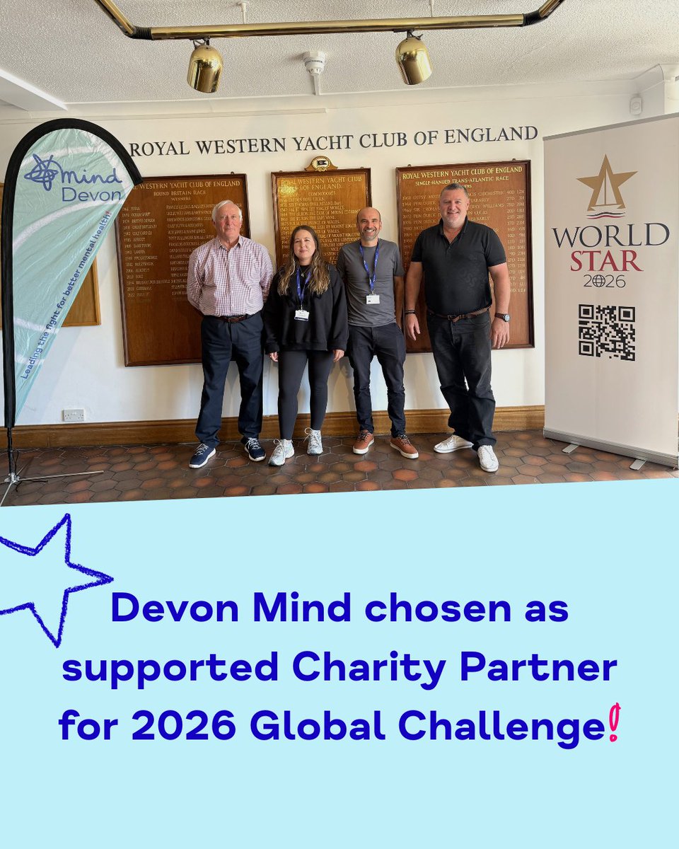 MindDevon's tweet image. We&apos;re delighted to share that Devon Mind has been selected as a supported 𝗖𝗵𝗮𝗿𝗶𝘁𝘆 𝗣𝗮𝗿𝘁𝗻𝗲𝗿 for the brand-new 𝗪𝗼𝗿𝗹𝗱𝗦𝘁𝗮𝗿 𝟮𝟬𝟮𝟲 sailing event hosted by the Royal Western Yacht Club. ⛵

Read more about the partnership here: loom.ly/trEDlSo