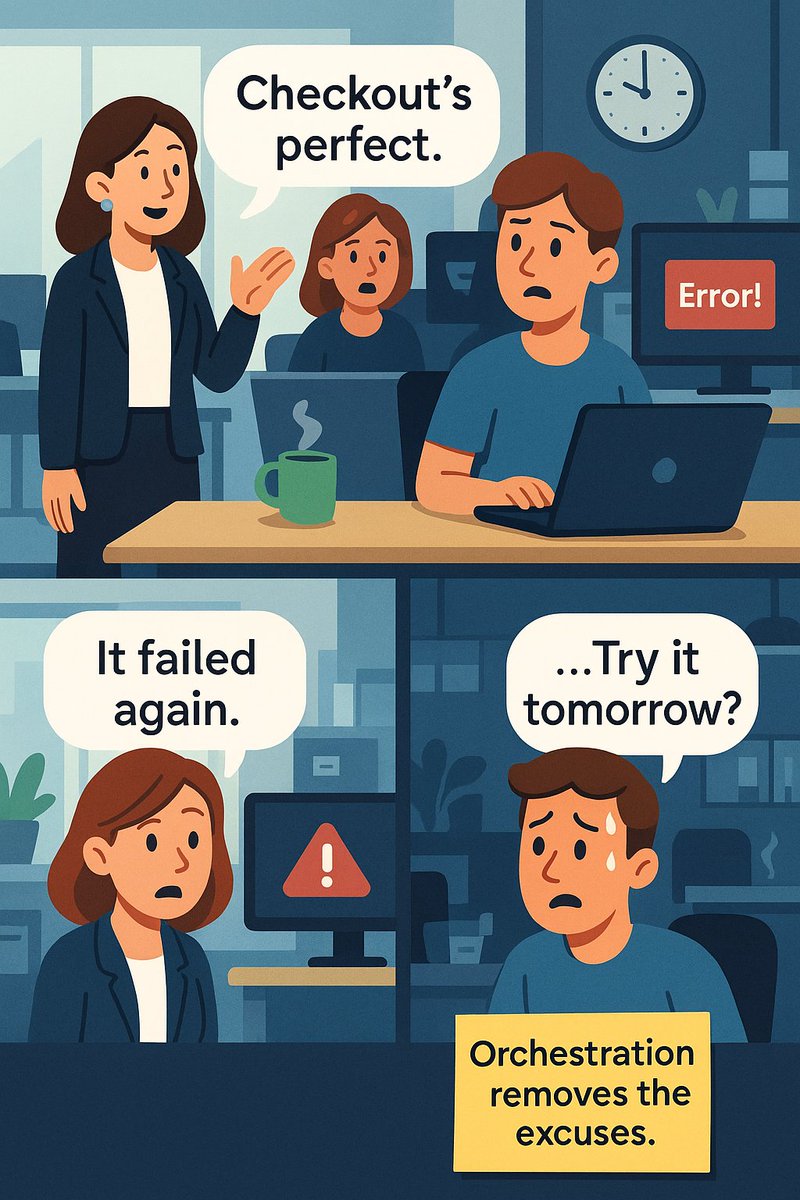 paytring's tweet image. 👨💻 Me: “Checkout’s perfect.”
👩💼 Customer: “It failed again.”
👨💻 Me: “...Try it tomorrow?”
Orchestration removes the excuses.
#FintechHumor #Meme #DevLife #PaymentFails #StartupReality