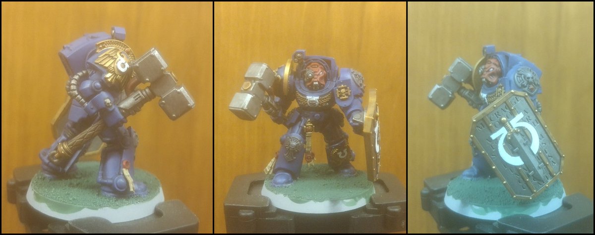 Getting some work done on individual miniatures now. Built the squad last summer, painting them now. 
Not going to win any awards, but it's fun. 
Lots of custom printed parts here. 
#warhammer40k