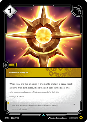 current evaluation of new leona cards:
1. sunshield guard - if this card isnt good, the leona archetype is not either
2. solar guard - very good stat line if you can buff it
3. altar of burning sun - think this card is just too expensive for its effect
4. emblem of burning sun -