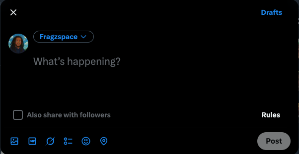 Btw, Twitter has added the "Also share with followers checkbox". When checked it will post your message both to the community AND to your profile. 
If you don't want this like me, you can leave it unchecked.
