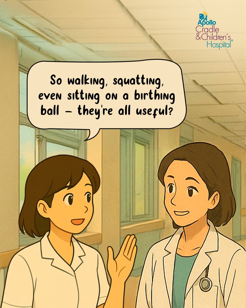 ApolloCradle's tweet image. From walking to squatting to birthing balls — upright positions use gravity to help labor progress naturally. Always consult a doctor for guidance!

#LaborTips #NaturalBirth #BirthingPositions #InformedBirth #PrenatalCare #MaternityCare #BestObgynHospital