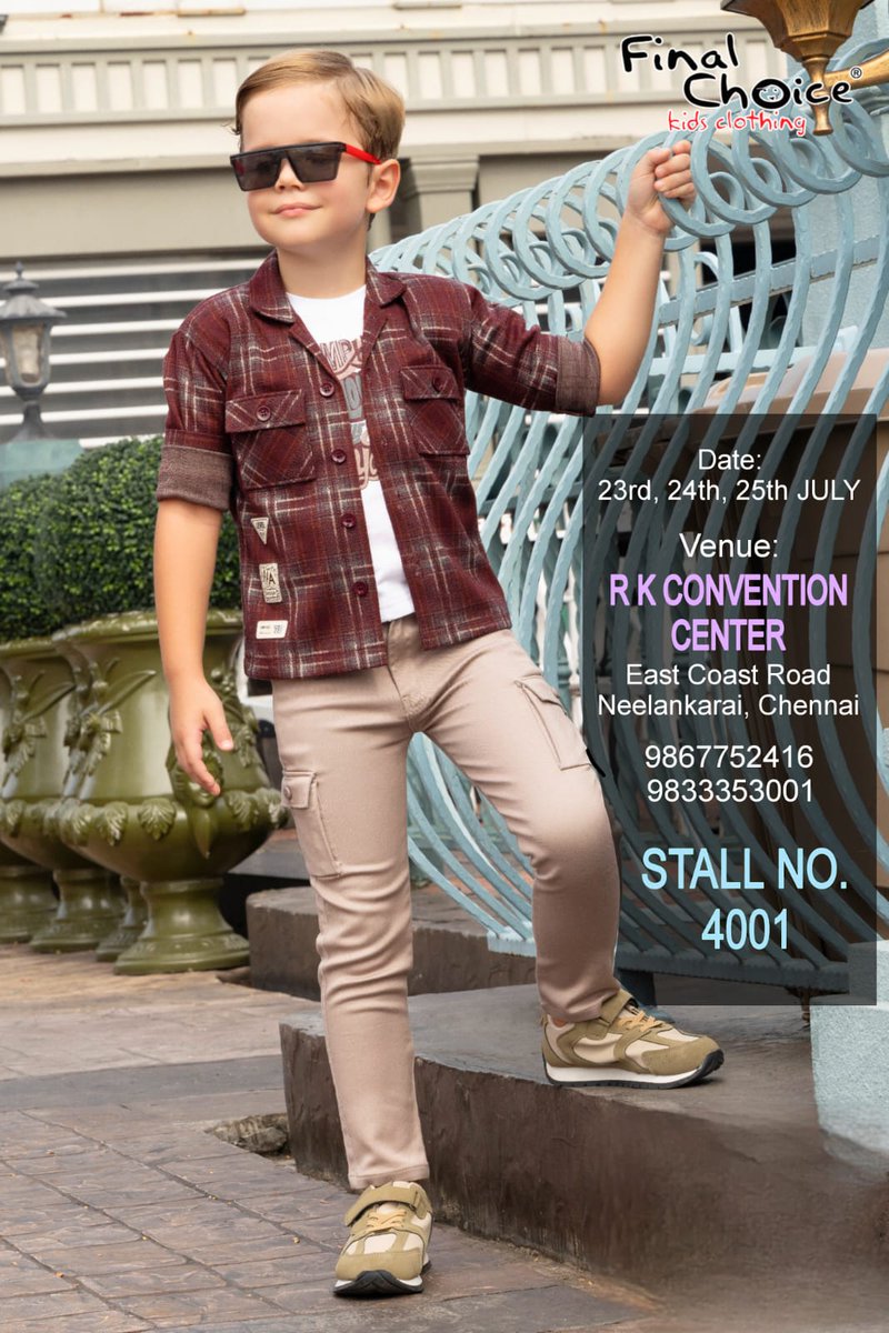 finalchoicekids's tweet image. 🚨 Style alert! Final Choice is all set to showcase the coolest kidswear at Stall No. 4001!
📍 Join us at RK Convention Centre, Chennai on 23rd, 24th, &amp;amp; 25th July.
#FinalChoice #KidsFashion #BoysWear #KidsClothingBrand #Advait6 #Stall4001 #RKConventionCentre #ChennaiTradeFair