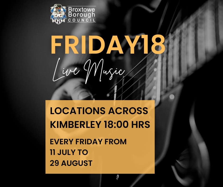 Today ill be performing at my favourite pub in Kimberely, Roots Micro Pub!

This is part of the Friday 18 project organised by Broxtowe Borough Council to get live music into the area 

I'll be playing some originals and covers from 6 - 7pm, wo why not come down 🙂