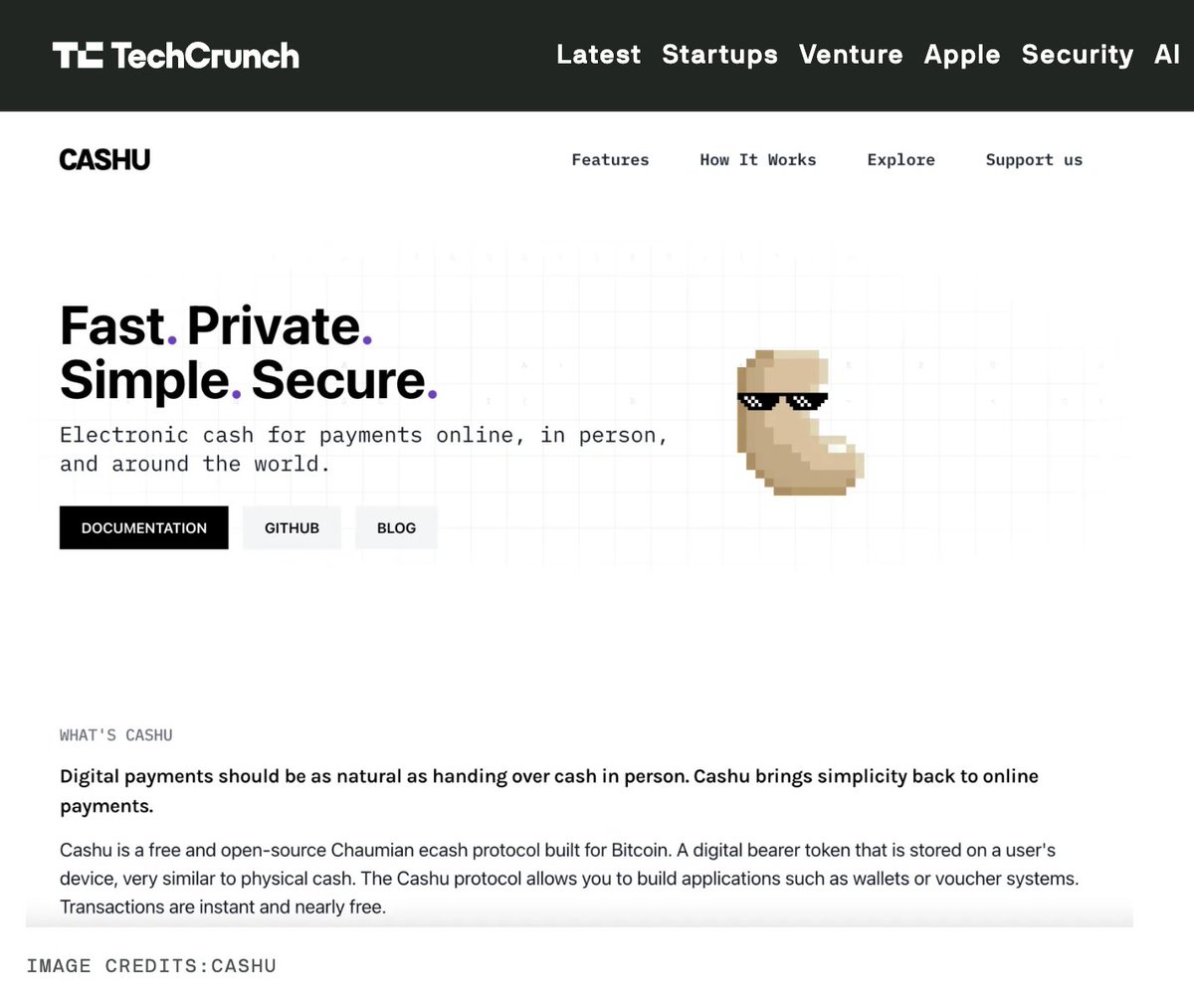 seeing cashu on techcrunch is wild
