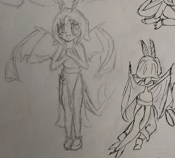 NumakieS's tweet image. I took an old sketch I drew back in 199x. Then on a black canvas, I redrew it, cleaned the linework, then inverted the colors. Crazy how a few decades makes a difference. 

Also... dragon girl! &amp;lt;3