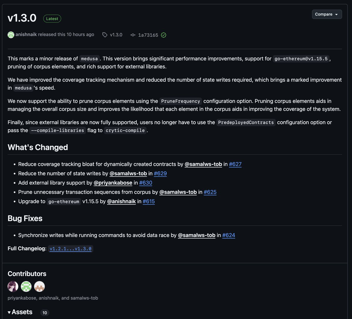 sepyke's tweet image. Medusa v1.3.0 just got released!
You can now fuzz smart contracts that depend on external libraries, without needing to manually find and replace those with external or public functions!