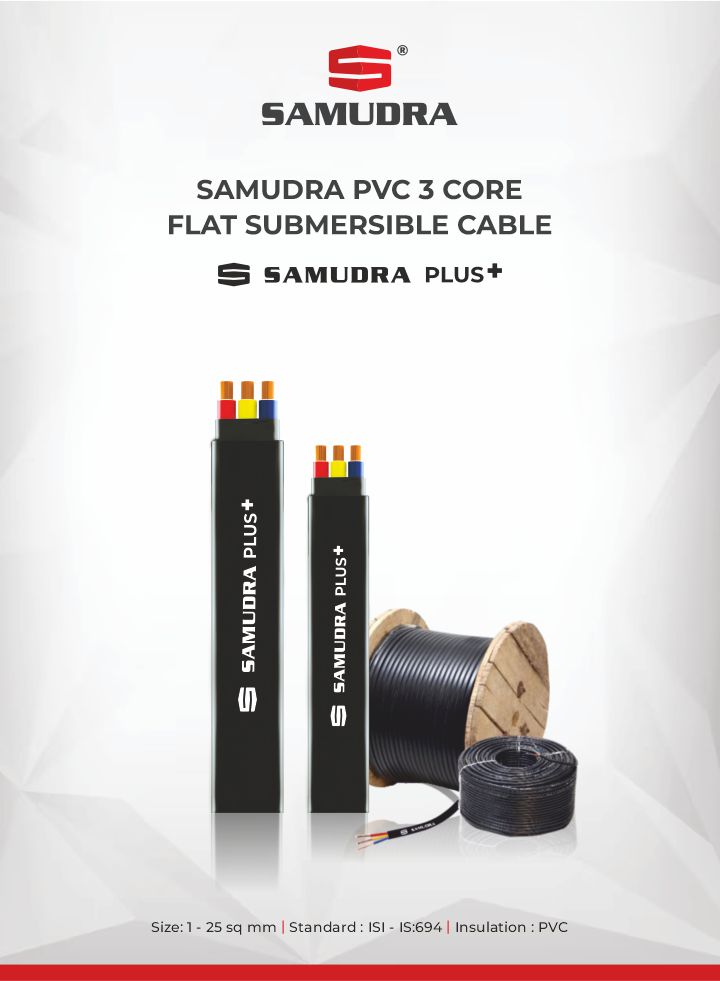 SamudraPumps's tweet photo. Samudra presents PVC 3 Core Flat Submersible Cable!

✅Size: 1 to 25 sq mm
✅Standard: ISI - IS:694
✅Insulation: PVC

#samudra #samudrapumps #PVC3core #pvccable #flatsubmersiblecable https://t.co/UgtmWTNRKZ
