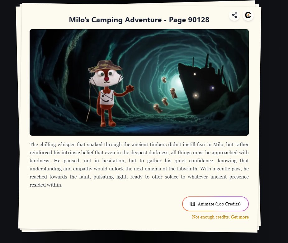 ust created my page in @‌campnetworkxyz's Never Ending Story using @‌StoryChain_AI 📖 Continue Milo's story for a chance to win a @‌CampTrailHeads WL spot! #NeverEndingStory