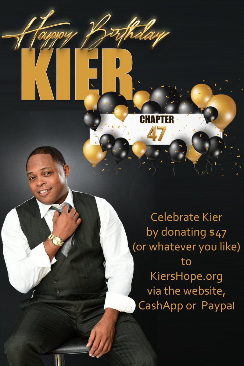 Honor  his birthday by donating $47—or any amount you choose—to support  KiersHope.org. Your generosity helps us continue our mission!

𝗪𝗮𝘆𝘀 𝘁𝗼 𝗴𝗶𝘃𝗲:
Visit KiersHope.org 
CashApp: $KiersHope 
PayPal: paypal.com/us/fundraiser/…