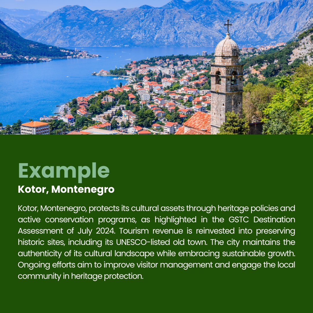 👋  Let’s explore the GSTC Destination Standard, Criterion C1, ‘Protection of Cultural Assets,’ with the example of Kotor, Montenegro.

More information gstc.org/destination-as… and gstc.org/gstc-criteria/…

#GSTC #Kotor #Culture #Protection