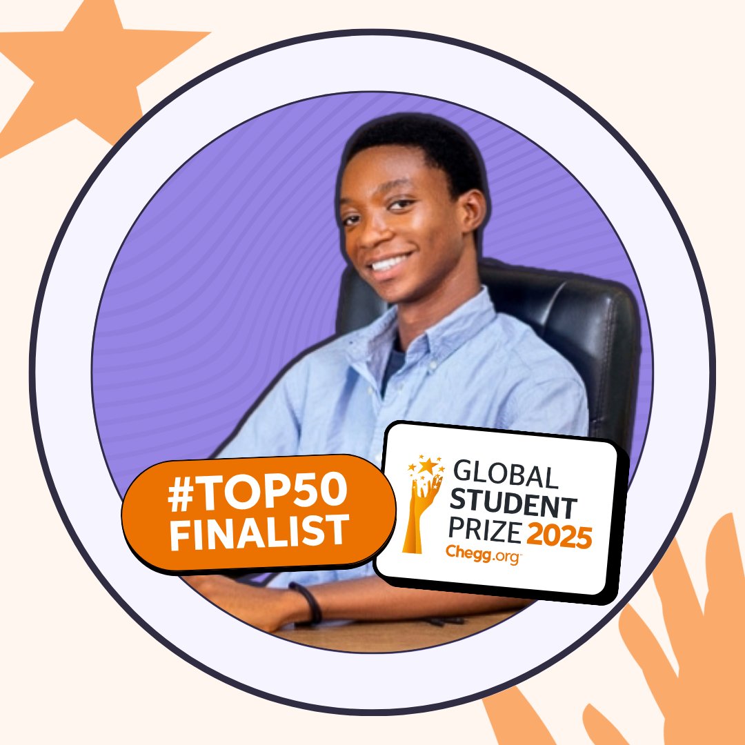 From late nights of dreaming,
To long days of doing—

Today, I’m deeply honored to be named among the Top 50 Finalists of the 2025 <a href="/cheggdotorg/">Chegg.org</a>  #GlobalStudentPrize.

For my community. For the cause. For every young changemaker lighting the dark.