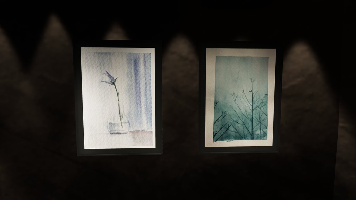 maiteururu's tweet image. dream/scapeに、みうさんの水彩画を展示させてもらってます。感謝です。