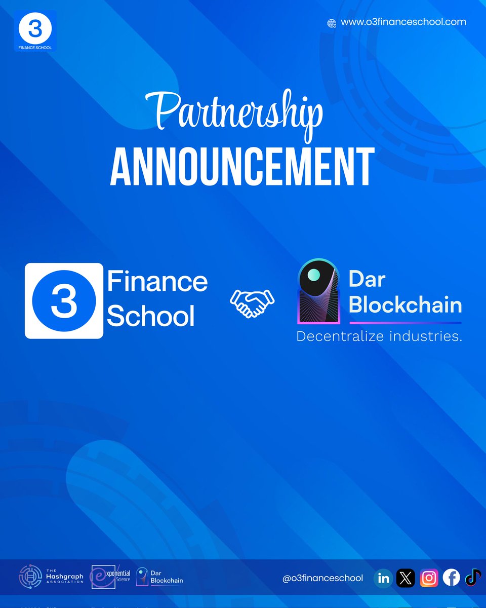 O3 Finance School (@o3financeschool) on Twitter photo Big News!
<a href="/o3financeschool/">O3 Finance School</a> 🤝 <a href="/DarBlockchain/">Dar Blockchain</a>!
We’re teaming up to drive blockchain education, empower developers, and build real-world Web3 solutions across Nigeria & Africa!
#Web3Africa #O3FinanceSchool #DarBlockchain #BlockchainEducation #Hedera #CryptoNigeria Big News!
<a href="/o3financeschool/">O3 Finance School</a> 🤝 <a href="/DarBlockchain/">Dar Blockchain</a>!
We’re teaming up to drive blockchain education, empower developers, and build real-world Web3 solutions across Nigeria & Africa!
#Web3Africa #O3FinanceSchool #DarBlockchain #BlockchainEducation #Hedera #CryptoNigeria