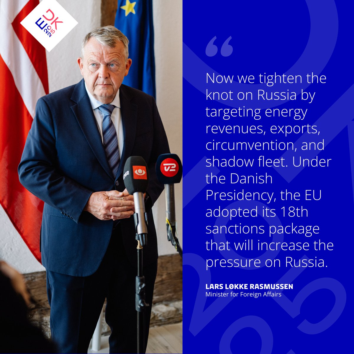 eu2025dk's tweet image. 18th sanctions package adopted
Quote by Danish Minister for Foreign Affairs @larsloekke 👇