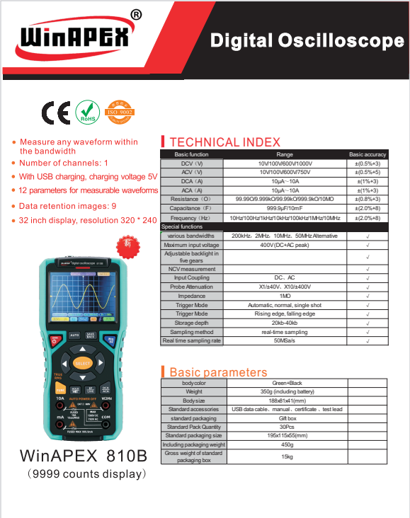 epeng7954's tweet image. Oscilloscope Multimeter
WinAPEX 810B
AC/DC (A/V), Resistance, Capacitance, Frequency.
Factory Manufacturer, support OEM/ODM 
Email:  epeng7954@gmail.com 
Phone/Wechat: +86 15779881376