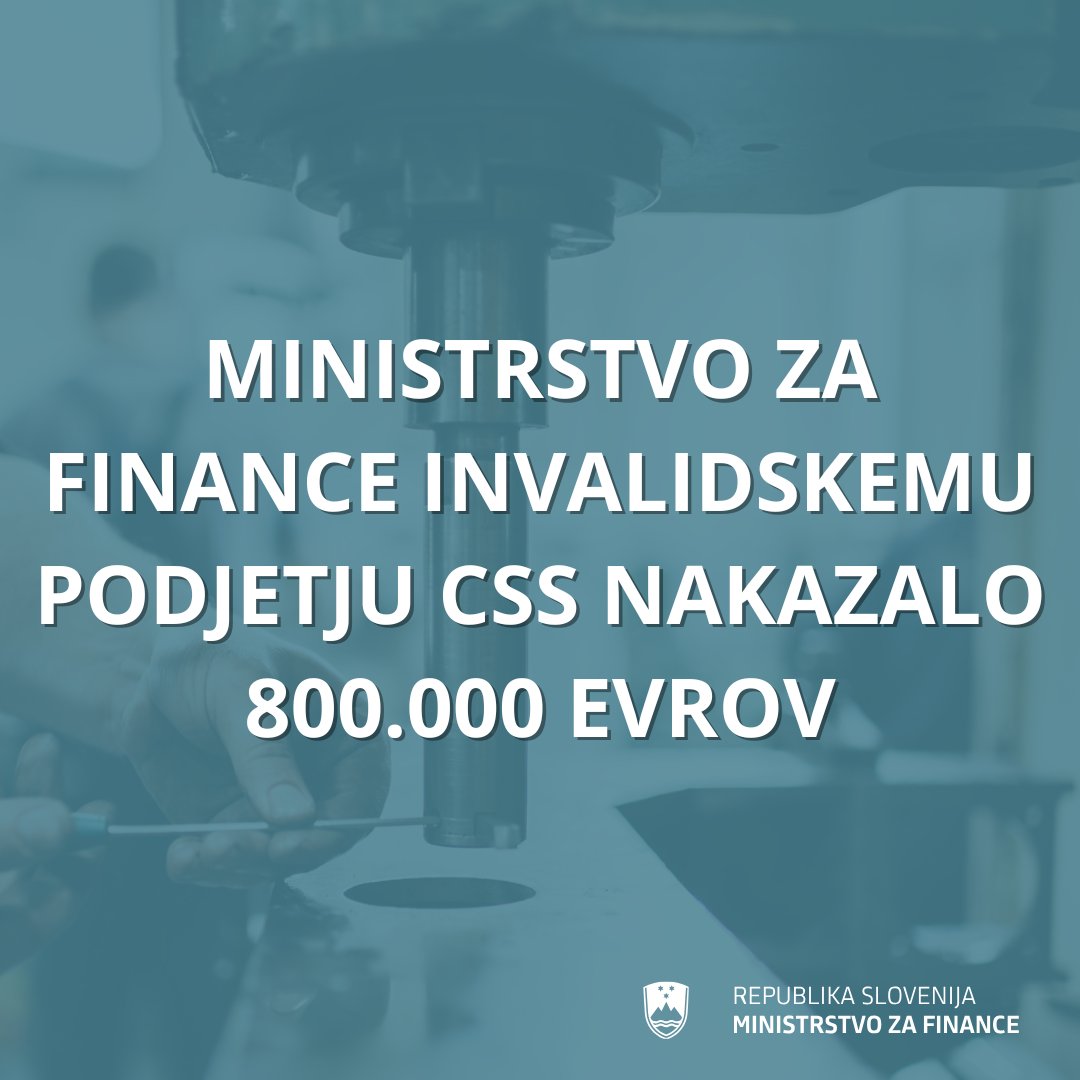 mfinance_gov_si's tweet image. ☑️ Ministrstvo za finance je že izvedlo vse potrebne postopke za dokapitalizacijo invalidskega podjetja CSS, ki je iz državnega proračuna danes že prejelo 800.000 evrov prepotrebnih sredstev za nadaljnji razvoj podjetja.
Več na: gov.si/novice/2025-07…