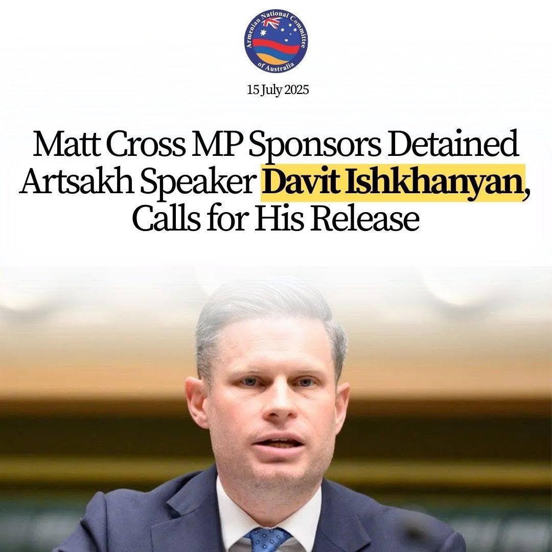📌LATEST! Matt Cross MP Sponsors Detained Artsakh Speaker Davit Ishkhanyan, Calls for His Release

READ MORE AT: anc.org.au/news/Media-Rel…