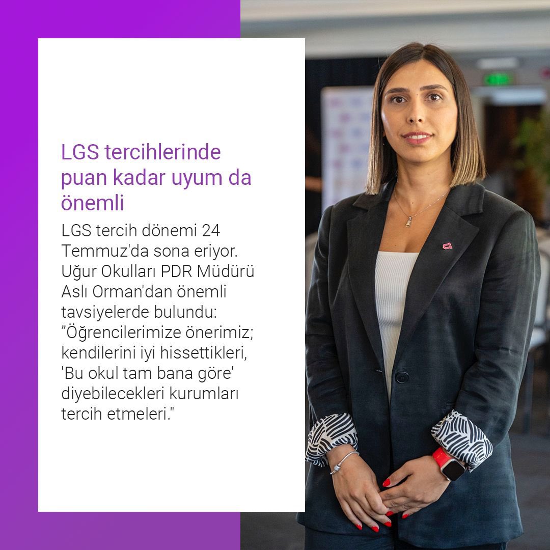 Uğur Okulları Psikolojik Danışmanlık ve Rehberlik (PDR) Müdürü Aslı Orman, 24 Temmuz’da sona erecek LGS tercihleri için önerilerde bulundu.
dha.com.tr/egitim/lgs-ter…