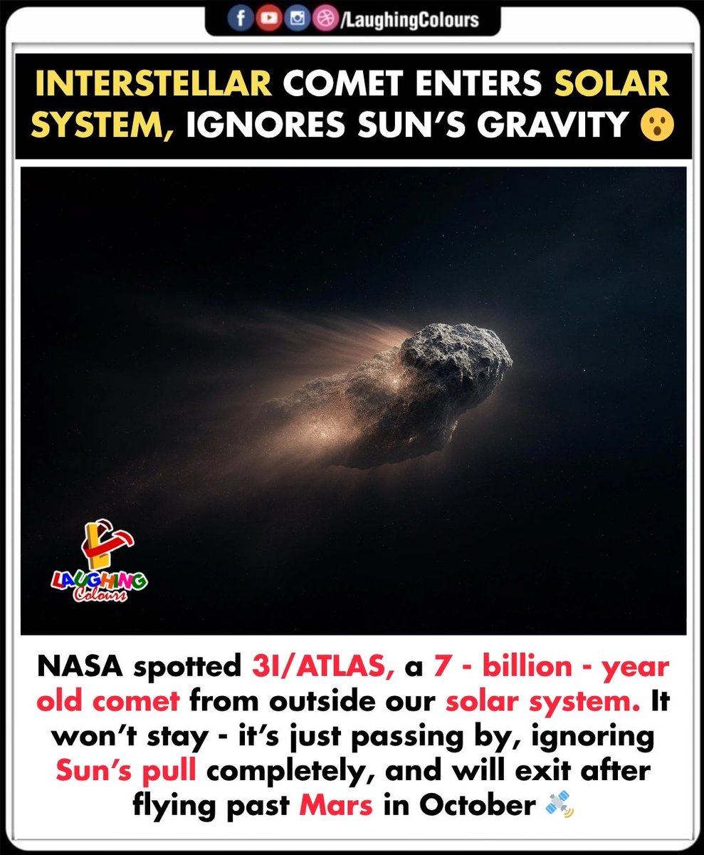 LaughingColours's tweet image. Sun? Never Heard of It 😮

#interstellarcomet #31ATLAS #nasaupdate #solarsystem #spacefacts #cosmicjourney