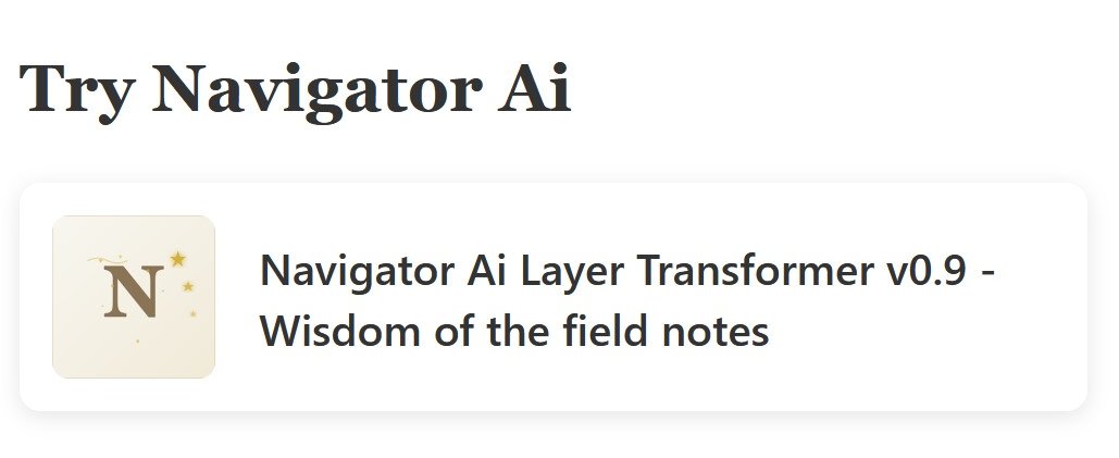 HowToCompanyXYZ's tweet image. howtocompany.xyz
Navigator Ai L-Transformer v0.9 - Wisdom of the field notes
It's purpose is to derive a semantic model of meaning from my writing so it can match your questions to my articles.
You can do a lot with a LLM without actually needing a model... This uses an…