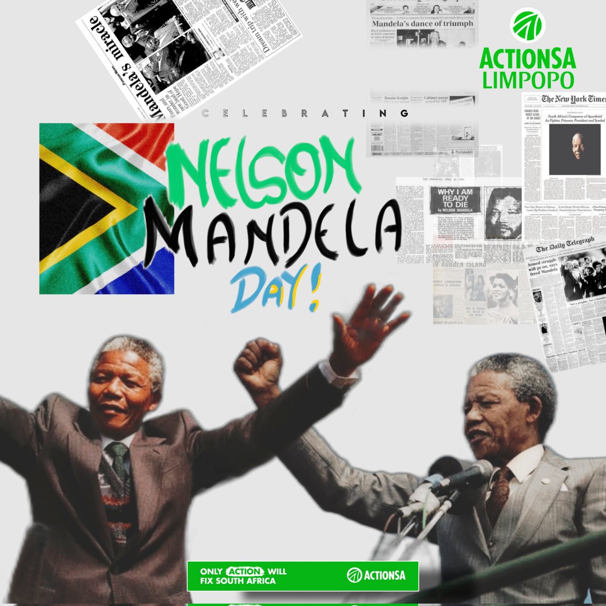 ActionSA_LP's tweet image. 🇿🇦 Today, we celebrate Nelson Mandela International Day. A day dedicated to honoring the father of the nation through volunteering participation in helping and offering different services within our lovely communities.
#MandelaDay #LetsFixSouthAfrica #ActionSAInParliament