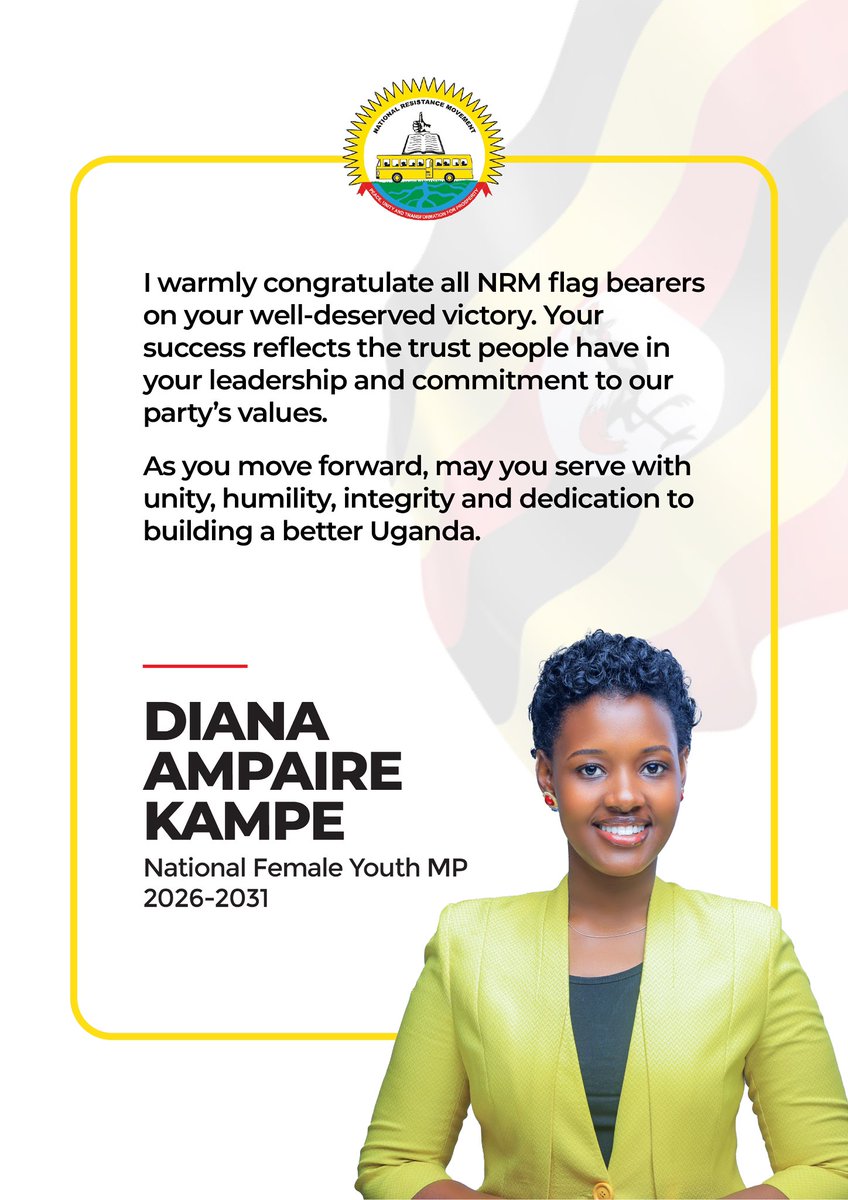 AmpaireDiana's tweet image. Congratulations to all NRM flag bearers across the country !

Aluta Continua 🇺🇬