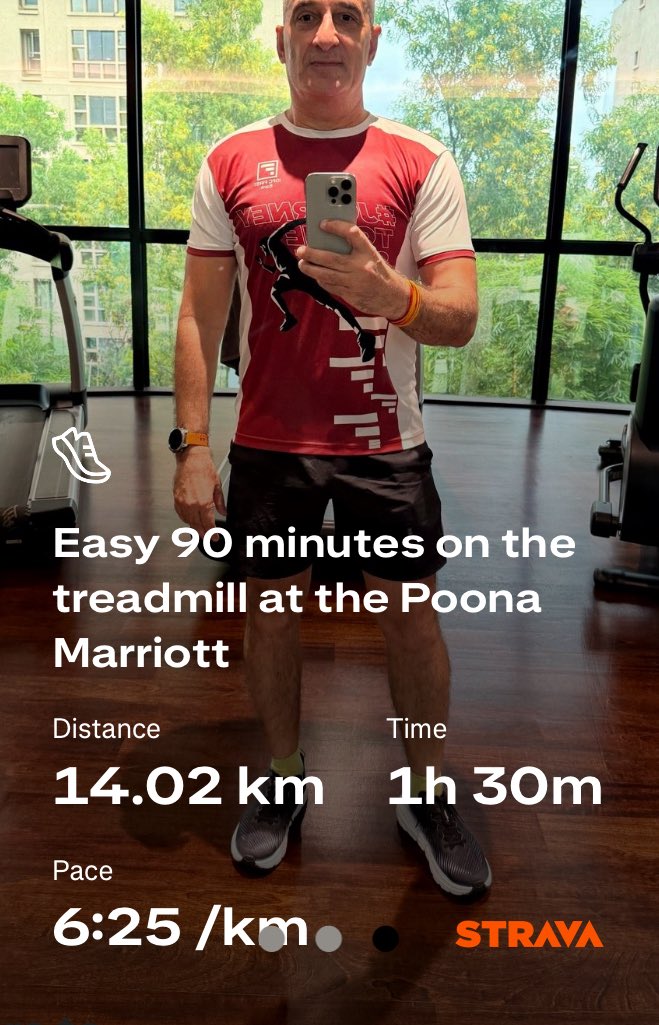 adilnargolwala's tweet image. 90 minutes easy run this morning at the Poona Marriott