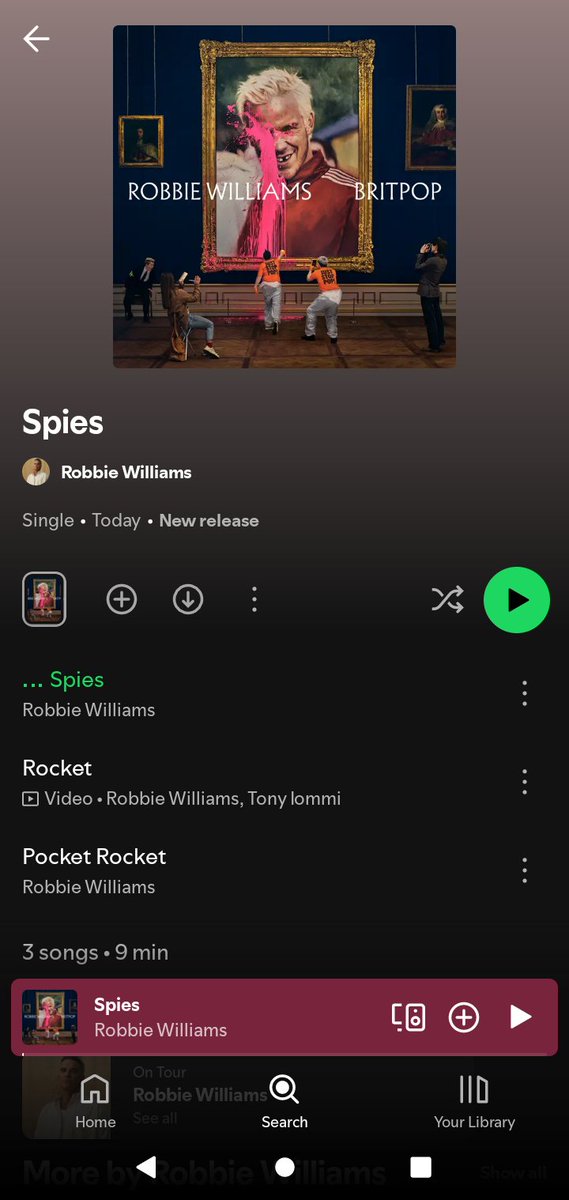 Finalmente tenemos Spies disponible en todas las plataformas digitales 🔥🤍
Corran a escucharlo que es un TEMAZO!

#britpop #robbiewilliams <a href="/SonyMusicArg/">Sony Music Argentina</a>