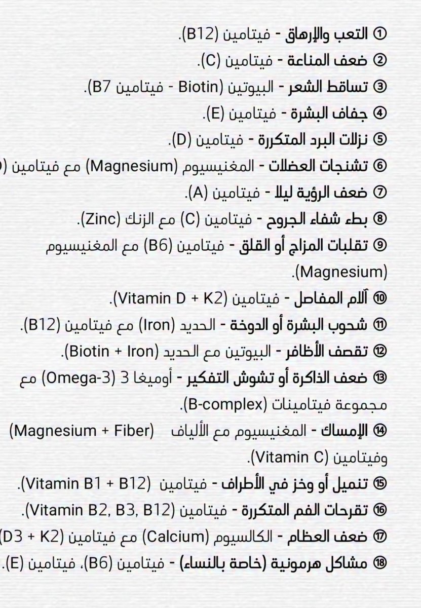 فيتامينـات لكل مشكلة صحية ✅.