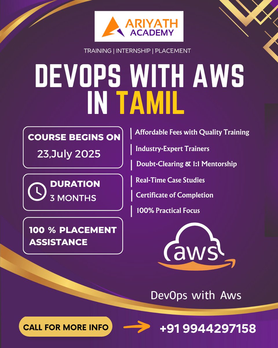 ariyath_academy's tweet image. DevOps with AWS – Now in Tamil! ☁️🐧

📞 Call: 9944297158
🌐 ariyathacademy.com
📍 Location: Tiruvannamalai

Learn in Tamil. Work Anywhere. 💪

#DevOpsInTamil #AWSInTamil #AriyathAcademy #CloudTraining