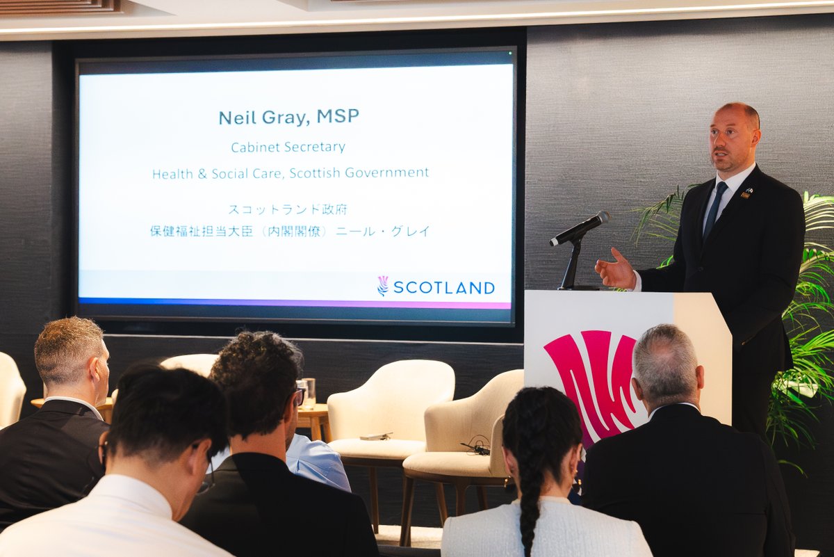 UKPavilion2025's tweet image. On 26 June, Scottish Development International (@ScotlandinJapan) & a delegation led by Cabinet Secretary for Health and Social Care @neilcgray took part in a day of dialogue, discovery & partnership at the UKP. A key focus was on health innovation for an ageing population.