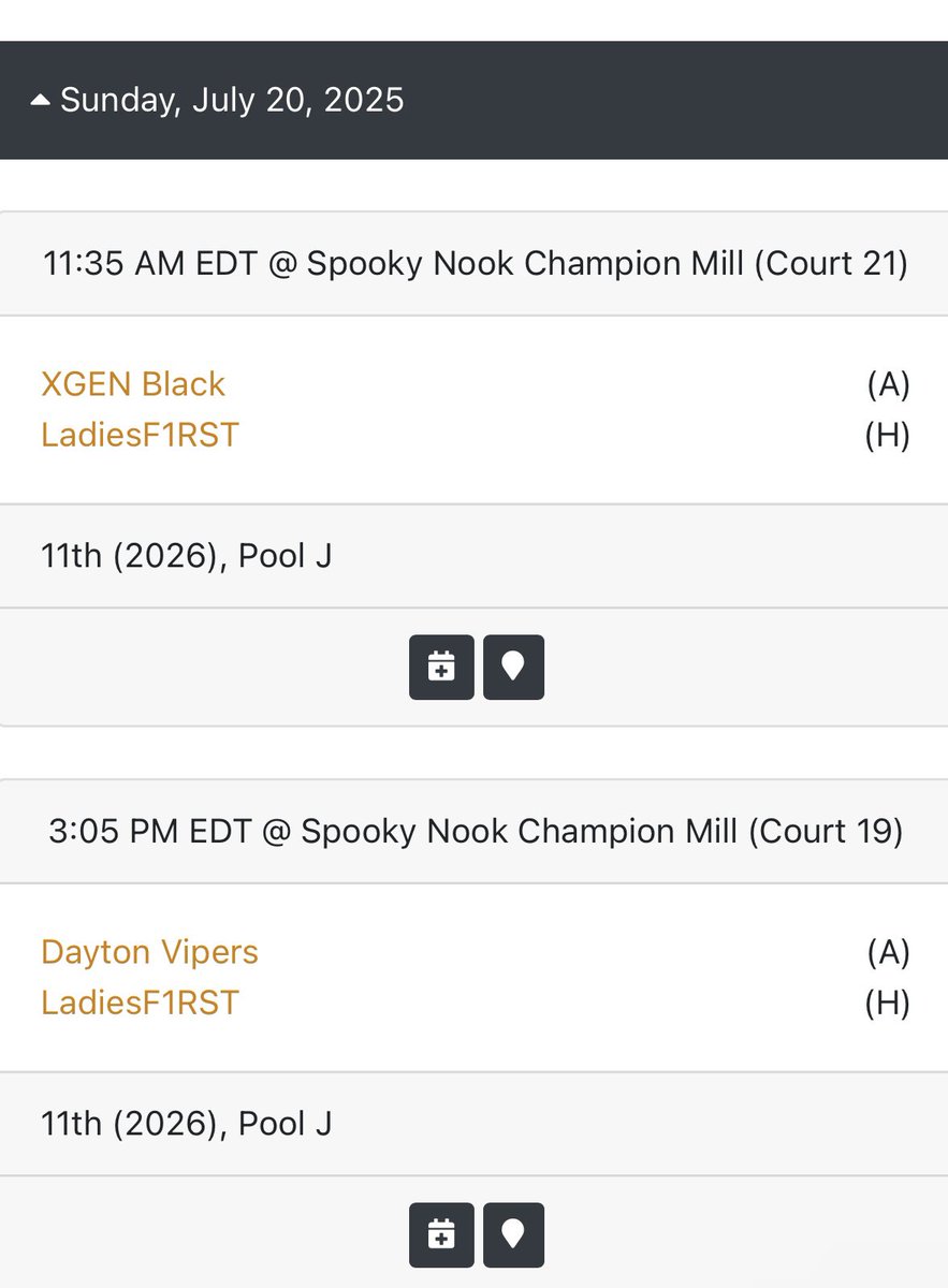 Schedule for this weekend at the Spooky Nook Championship in Ohio!