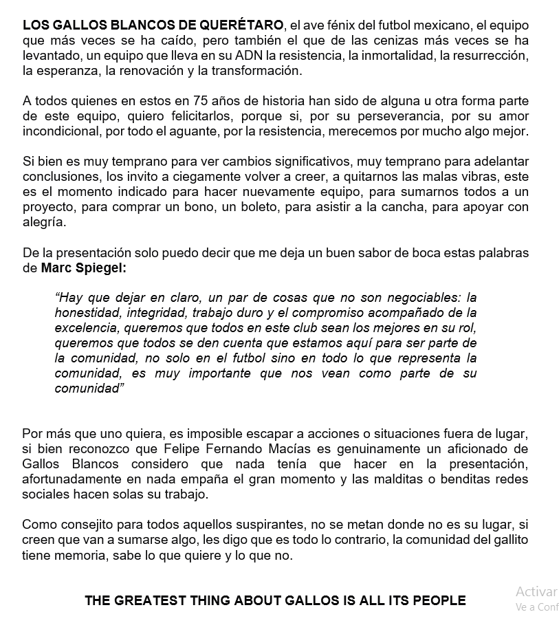 LOS GALLOS BLANCOS DE QUERÉTARO, el ave fénix del futbol mexicano, el equipo que más veces se ha caído, pero también el que de las cenizas más veces se ha levantado, que lleva en su ADN la resistencia, la inmortalidad la resurrección la esperanza la renovación y la transformación