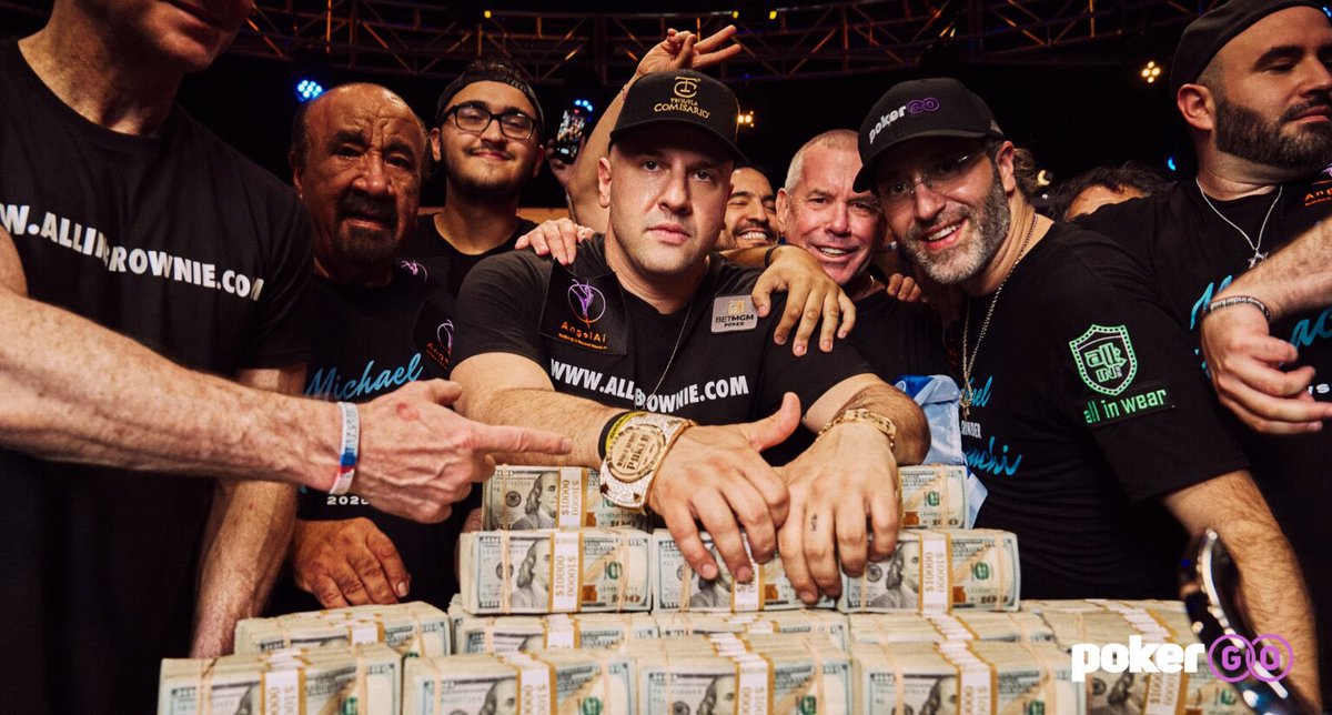 TheGrinder44's tweet image. I want to thank all my family, friends, fans and all the staff @WSOP. This is the biggest accomplishment of my career. I wouldn’t be able to do it without all of you. Love you all so much and G-D Bless. #TeamMizrachi #WSOP