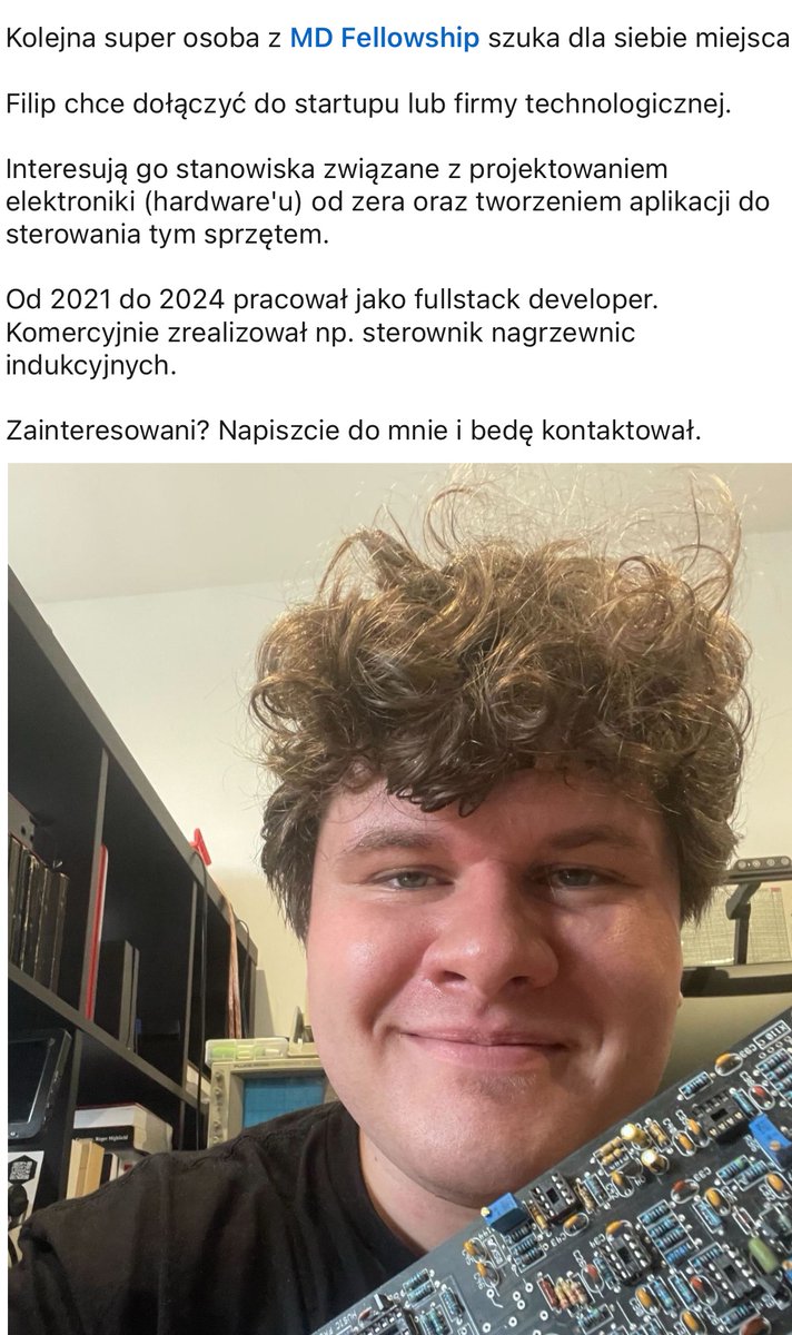 tomik99's tweet image. Mega osoba z MD Fellowship szuka pracy. Skontaktuję chętnych do rozmowy z Filipem.
