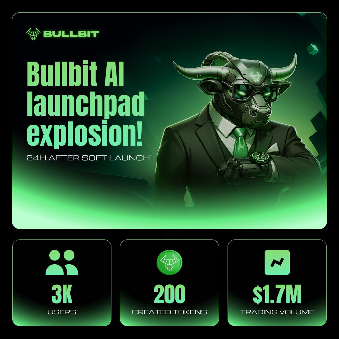 🎉 BULLBIT SOFT LAUNCH IS A HUGE SUCCESS! 🎉

Shoutout to our incredible community! The Bullbit AI Launchpad launched on July 16th, 2025, and it’s already a hit! 🚀

In just 24 hours, here’s what we’ve achieved together:

📌 3,000+ active users have joined the movement!
📌  200+