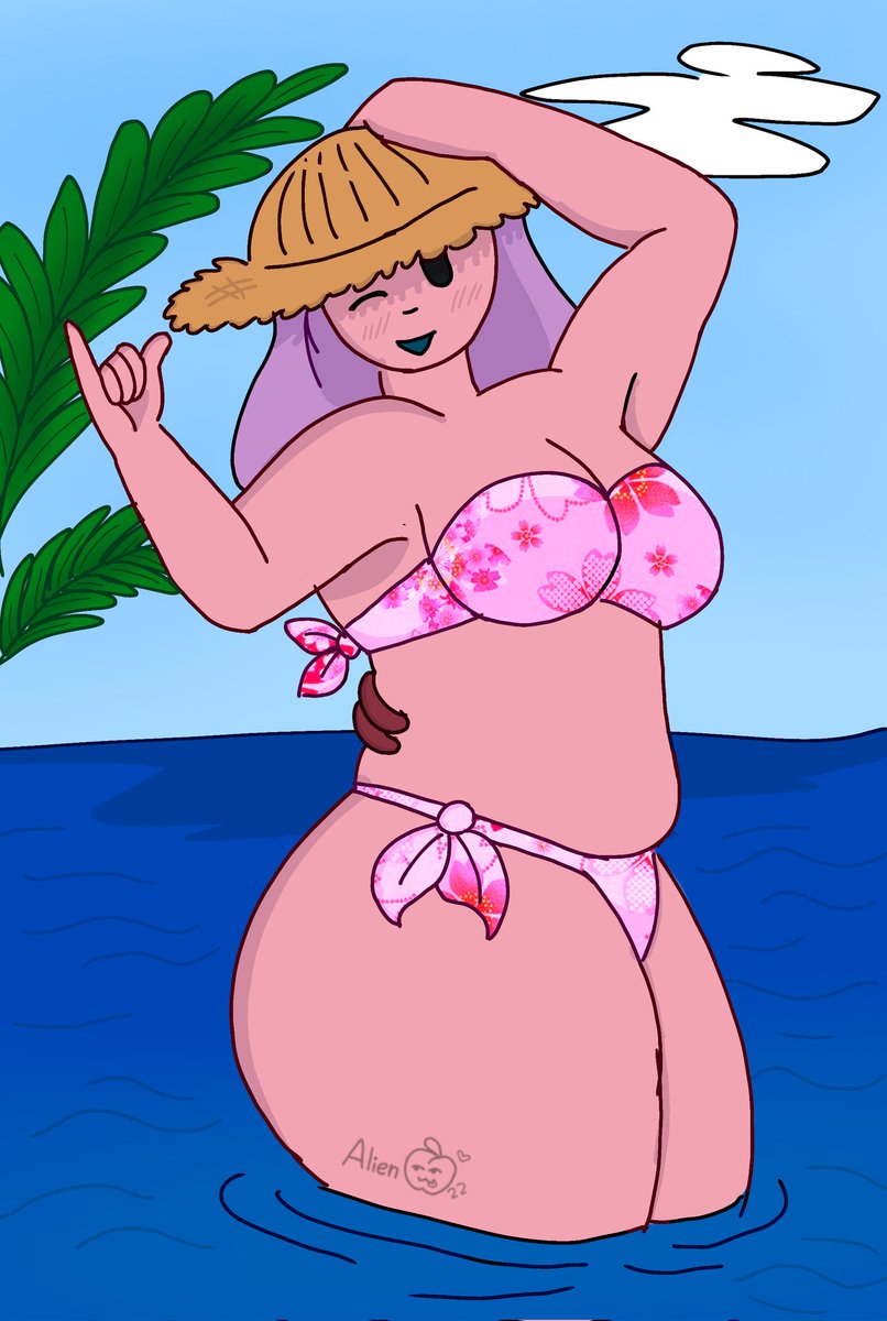 alien_cherry22's tweet image. Sherry enjoying the sea to combat the heat of summer #oc #aliengirl